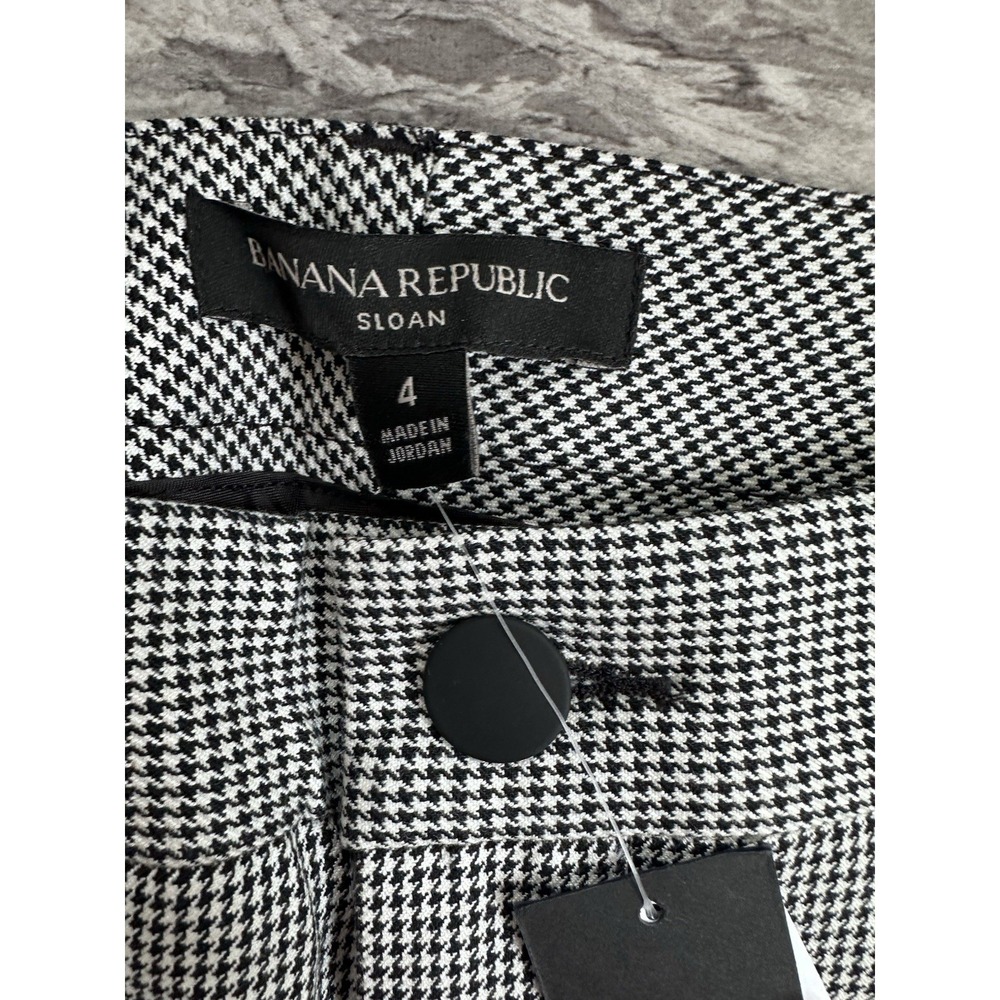 Banana Republic Sloan Pants Women's Size 4 Black White Houndstooth Stretch Ankle - Picture 3 of 7